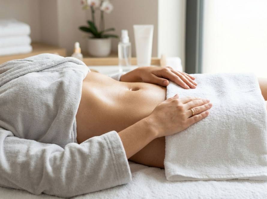 Professionelle Epilation des Bauches für ein glattes und makelloses Hautbild bei Epitime Cologne.
