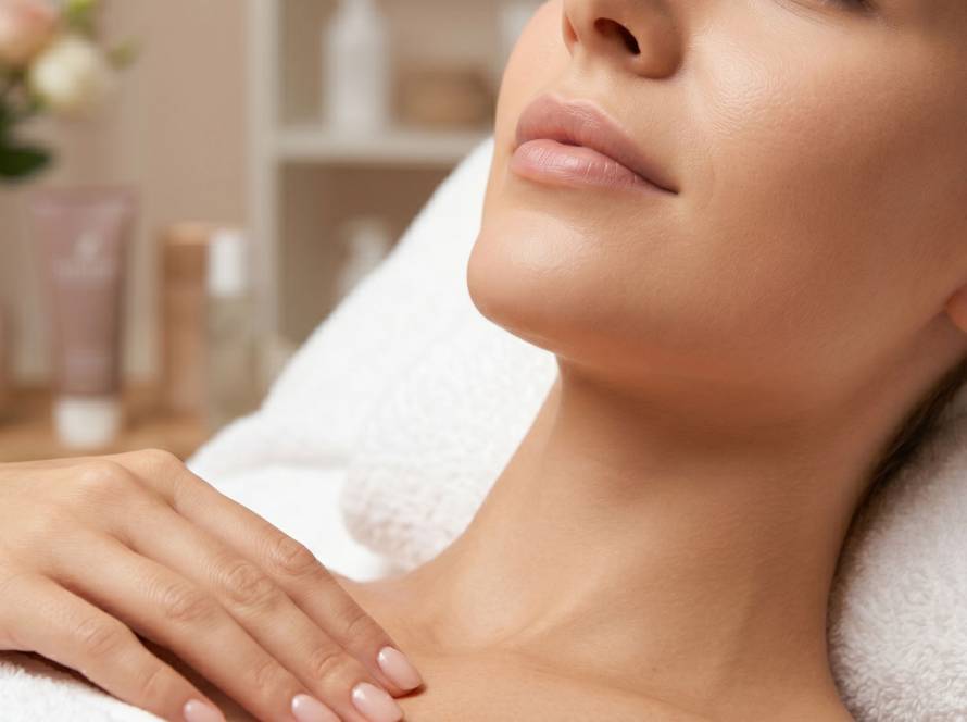 Professionelle Epilation am Kinn für ein glattes Gesicht bei Epitime Cologne.
